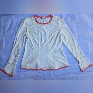 VTG White and Pink Long Sleeve Top‎ nightgown Sz M - soft